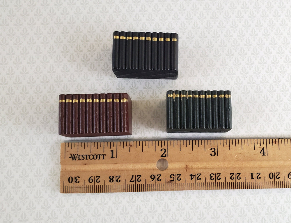 Dollhouse Miniature Wood Books Stack Set x3 1:12 Scale 3/4" tall