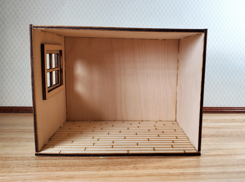 Half Scale Room Box DIY Kit Small Diorama Window Wood Floor 1:24 Miniature 6x4.5