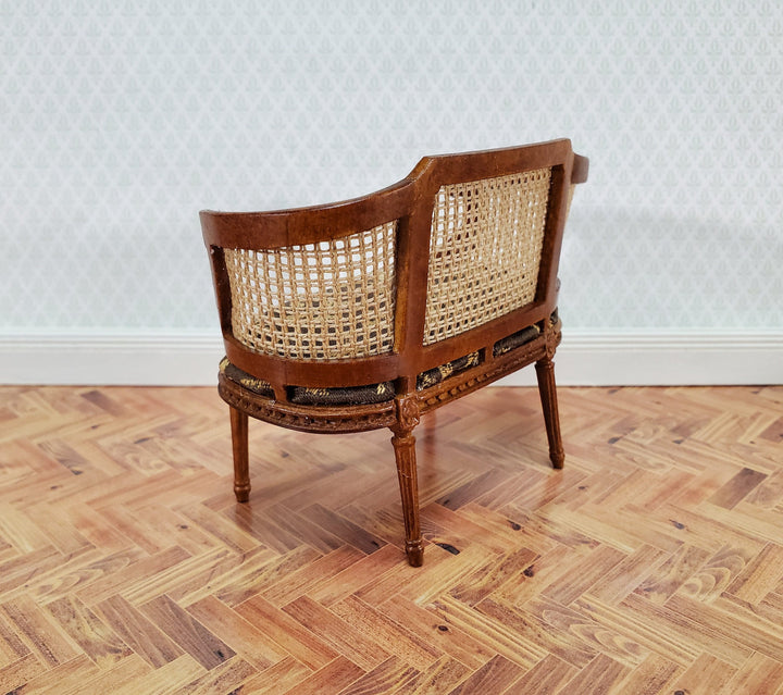 JBM Dollhouse Small Settee Louis XIV Style Brown 1:12 Scale Miniature Furniture