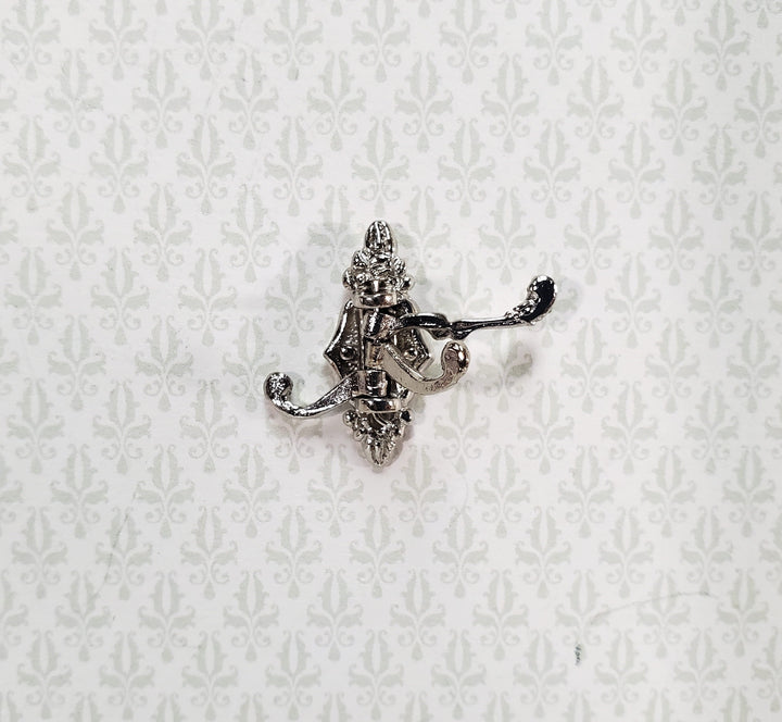 Dollhouse Triple Hook Moveable for Hats Ties 1:12 Miniature Scale Silver Finish