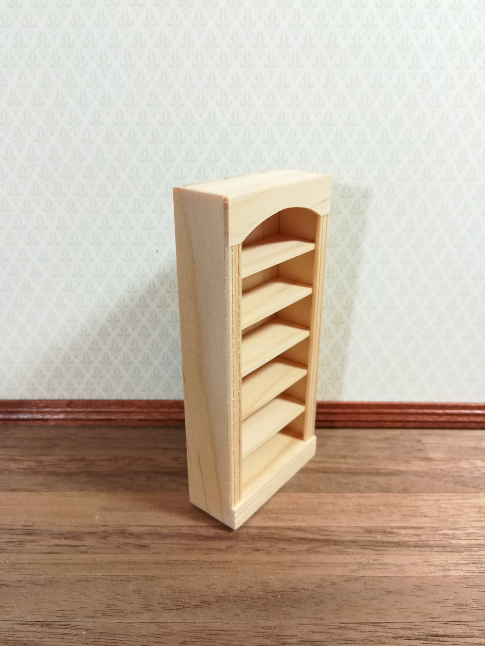 Dollhouse HALF SCALE Bookcase Unpainted Wood 1:24 Furniture 5 Shelf Library