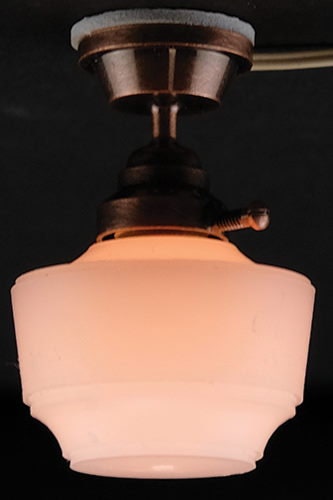Dollhouse Schoolhouse Light Bronze Base White Shade 1:12 Scale 12 Volt Plug-in
