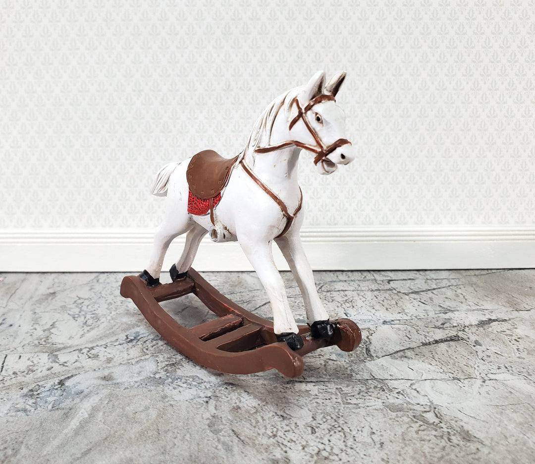 Dollhouse Rocking Horse Large Cast Resin 1:12 Scale Toy for Nursery or Kids Bedroom