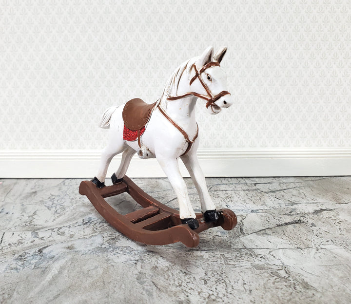 Dollhouse Rocking Horse Large Cast Resin 1:12 Scale Toy for Nursery or Kids Bedroom