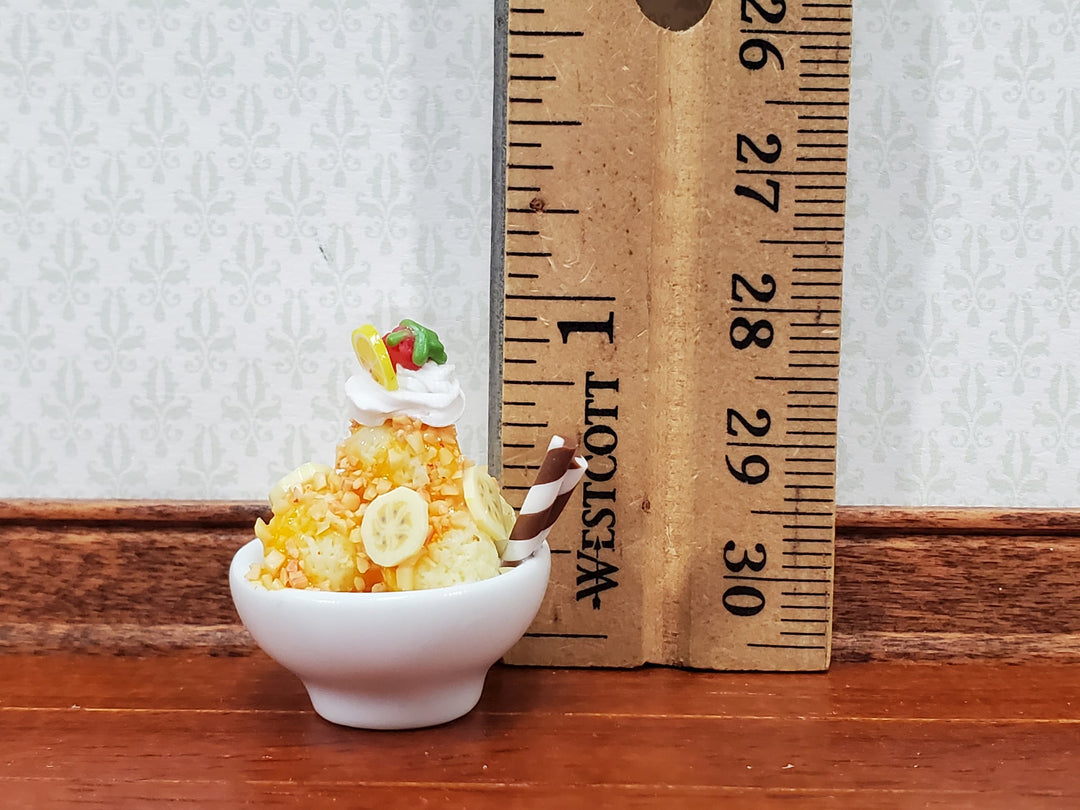 Dollhouse Ice Cream Sundae with Fruit Bananas LARGE Miniature Dessert Food