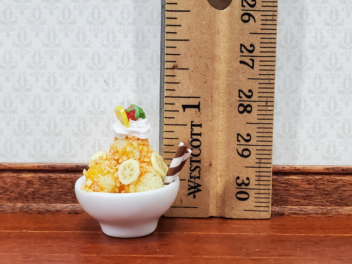 Dollhouse Ice Cream Sundae with Fruit Bananas LARGE Miniature Dessert Food