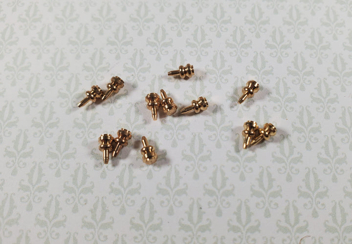 Dollhouse HALF SCALE Gold Brass Doorknobs or Drawer Pulls x12 1:24