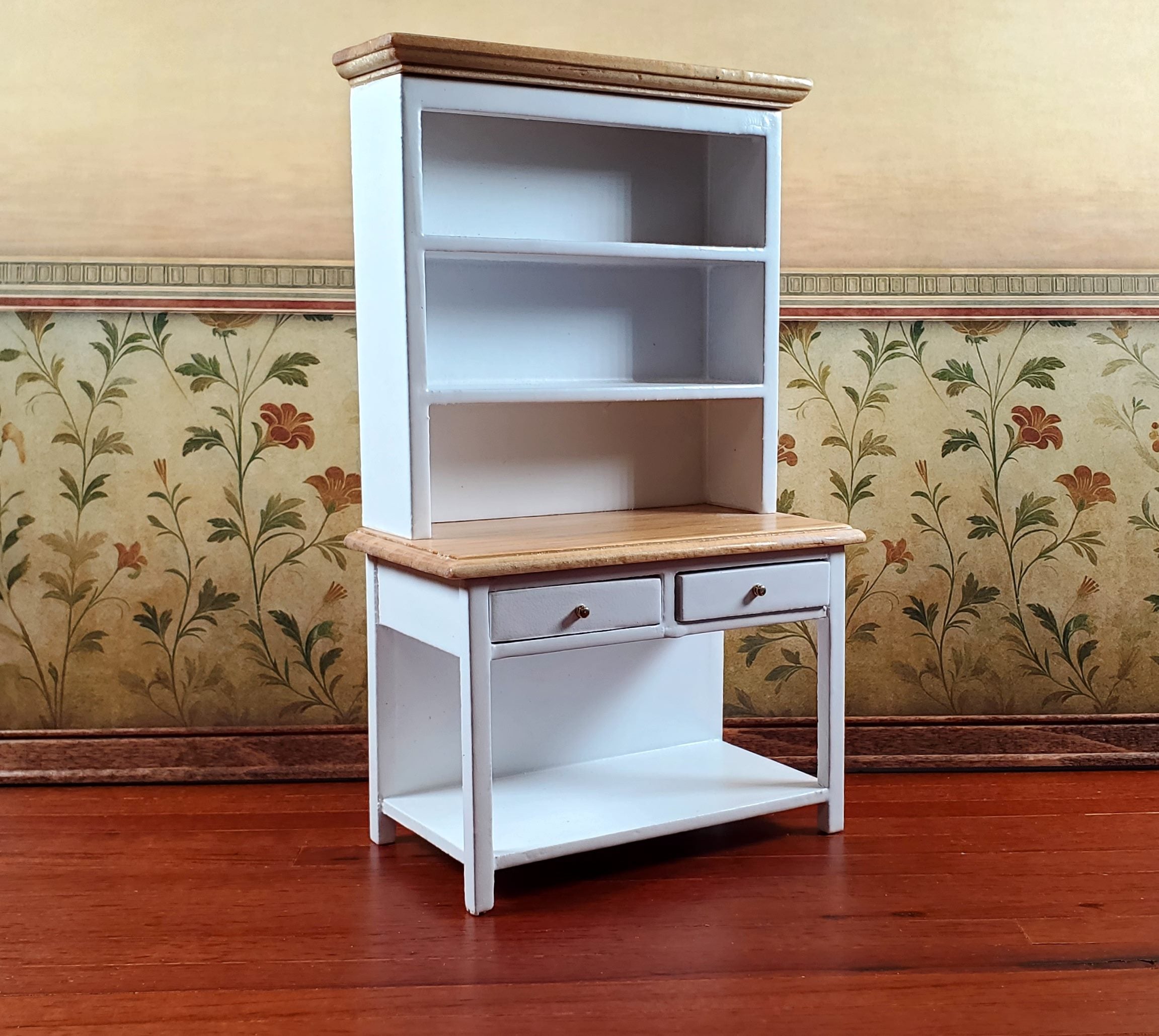 Dollhouse Kitchen Hutch Cabinet Cupboard White 1:12 Scale