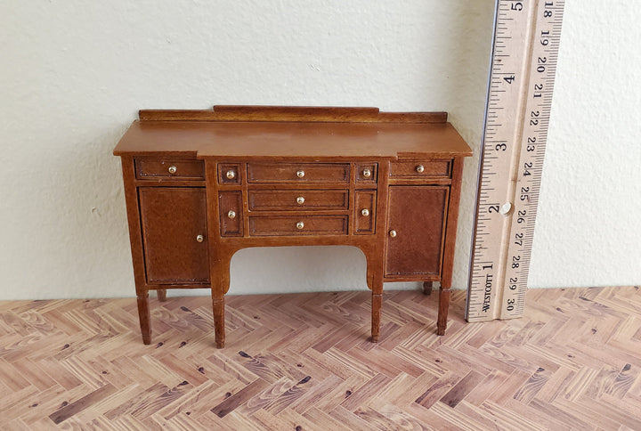 JBM Dollhouse Hepplewhite Sideboard Buffet Walnut Finish 1:12 Scale Furniture