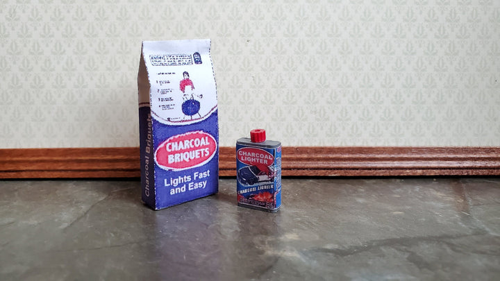 Dollhouse Miniature Charcoal & Lighter Fluid 1:12 Scale BBQ Barbecue
