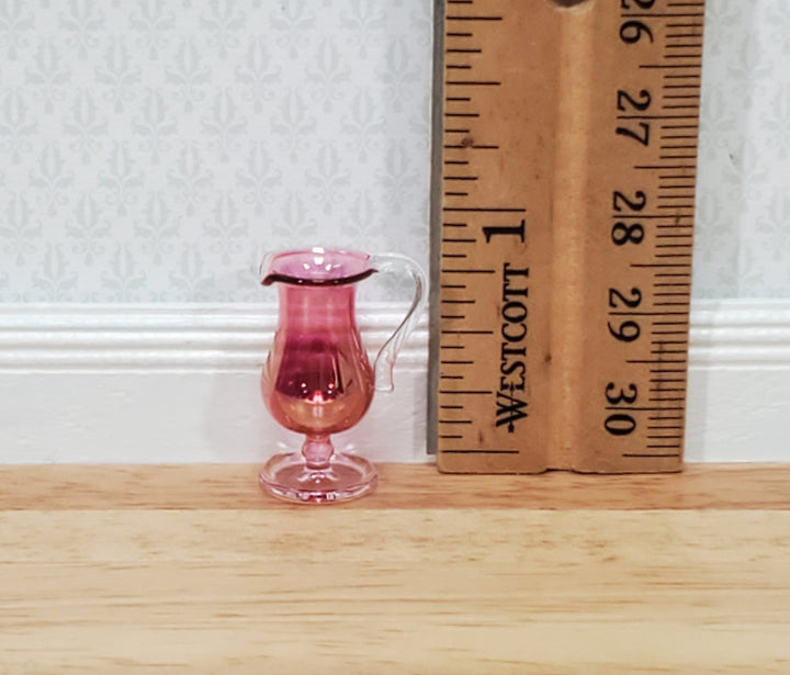 Dollhouse Pedestal Pitcher with Handle Cranberry Glass 1:12 Scale by Philip Grenyer Hand Blown