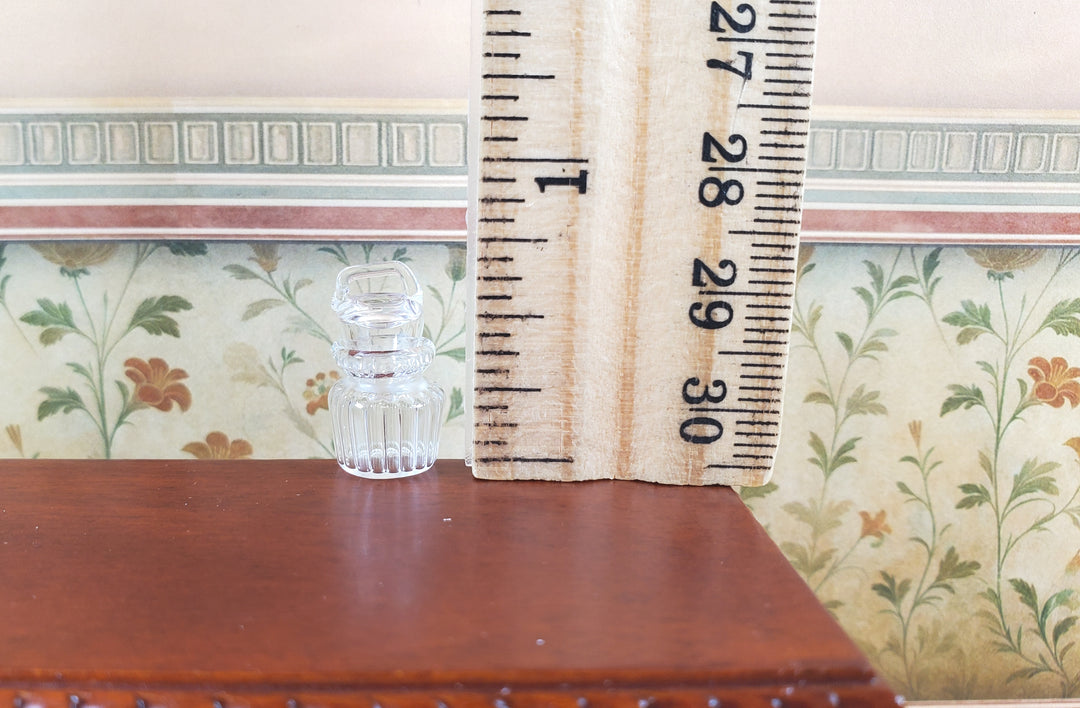 Dollhouse Ribbed Glass Jar with Lid 1:12 Scale Miniature Decoration Flowers