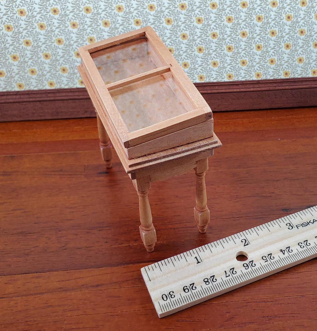 Dollhouse Curio Table Display Cabinet Lifting Top 1:12 Scale Miniature Furniture