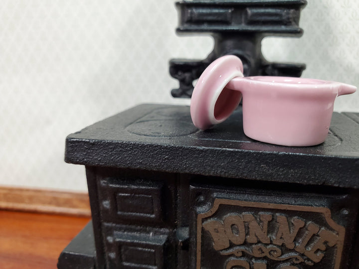 Dollhouse Stock Pot for Soups and Stews PINK Removable Lid 1:12 Scale Miniature