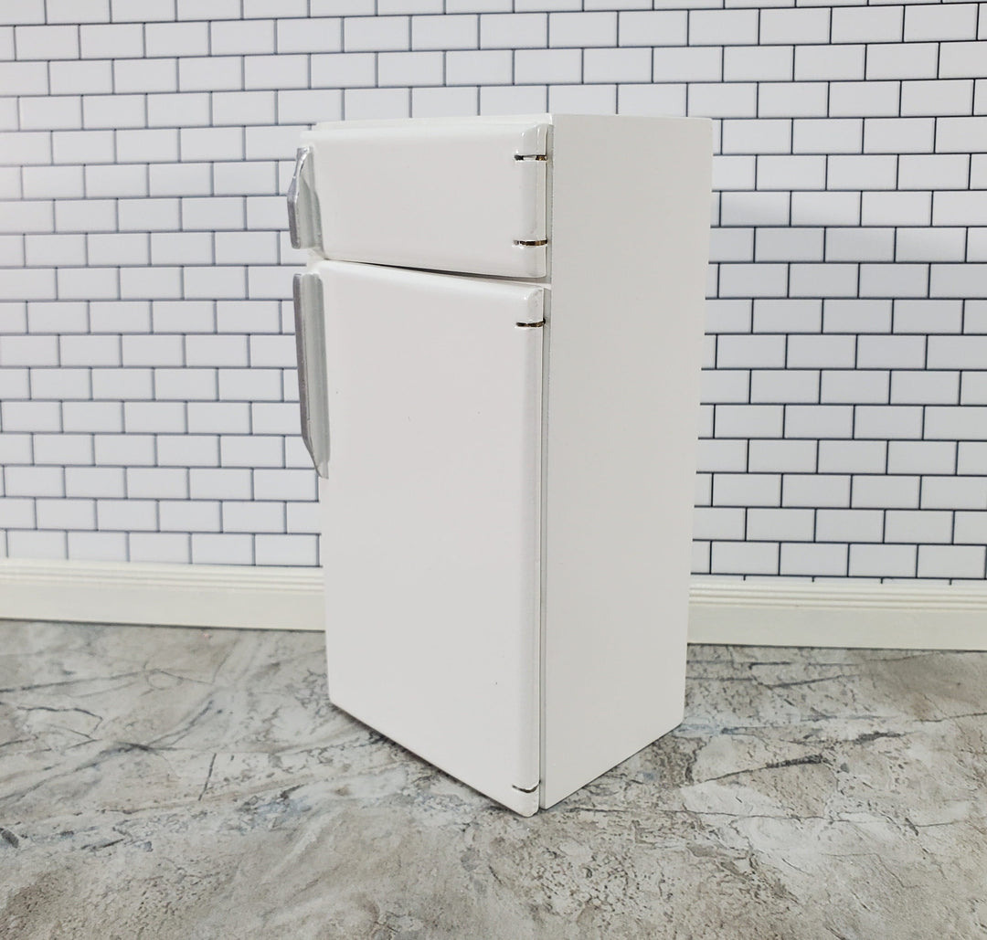 Dollhouse Fridge Modern Refrigerator Freezer White 2 Door 1:12 Scale Miniature