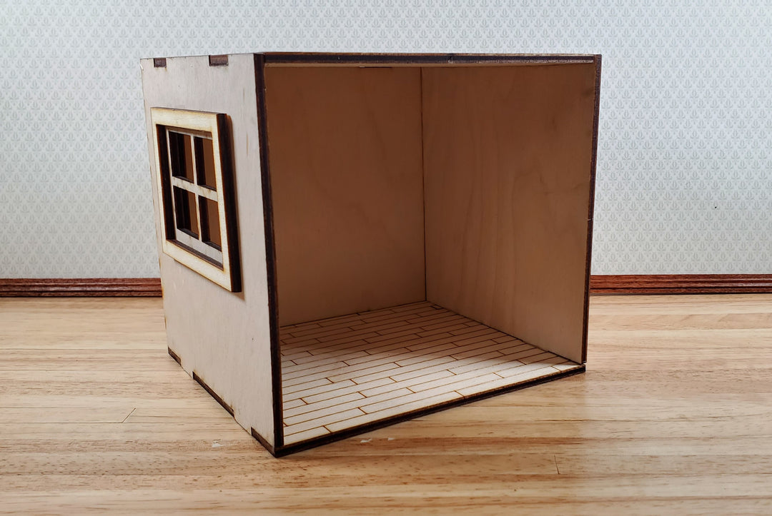 Half Scale Room Box DIY Kit Small Diorama with Window Wood Floor 1:24 Miniature