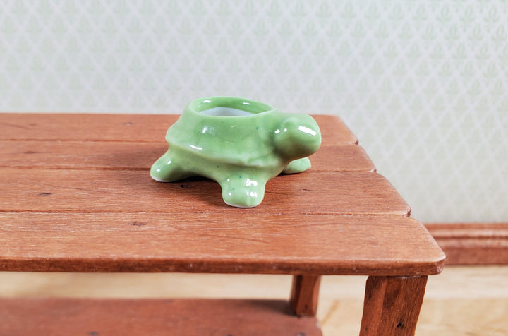 Dollhouse Miniature Green Turtle Planter Pot Ceramic 1:12 Scale