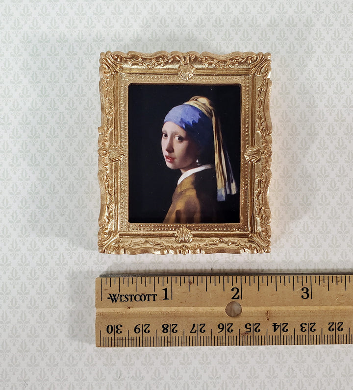 Miniature Vermeer Framed Print Girl with a Pearl Earring 1:12 Scale Dollhouse