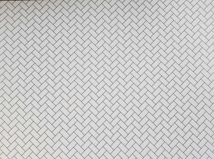Dollhouse Subway Tile Herringbone White Embossed Glossy Card 1:12 Dark Grout