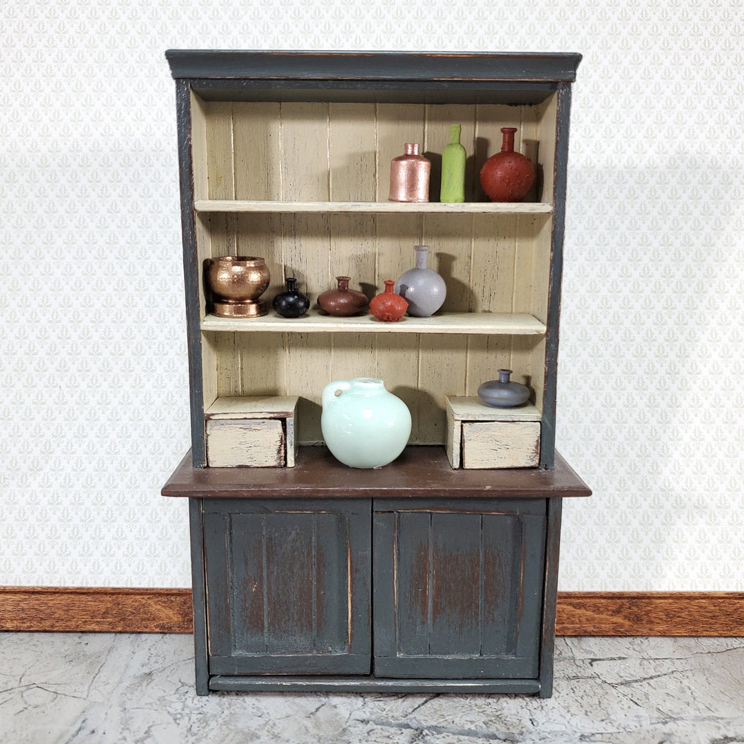 Dollhouse Jug with Handle Sea Green Ceramic Crock 1" 1:12 Scale Miniature Accessory