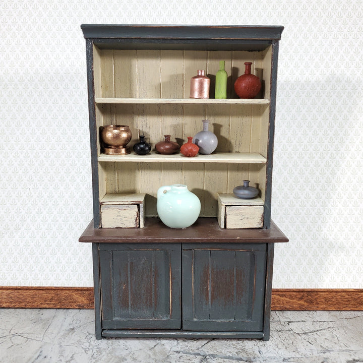 Dollhouse Jug with Handle Sea Green Ceramic Crock 1" 1:12 Scale Miniature Accessory