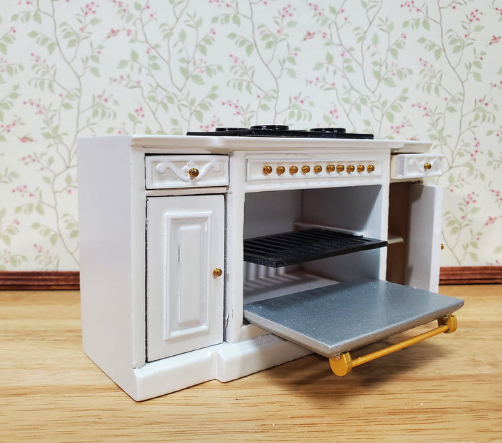 Dollhouse Stove Oven Cabinet White 1:12 Scale Miniature Kitchen Cupboard