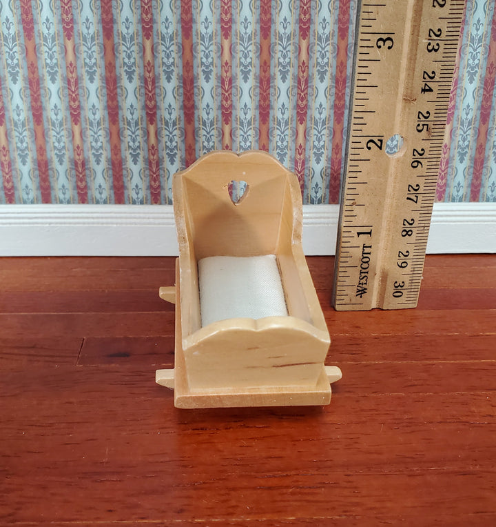 Dollhouse Cradle Small Crib for Nursery Light Oak Finish 1:12 Scale Miniature Furniture