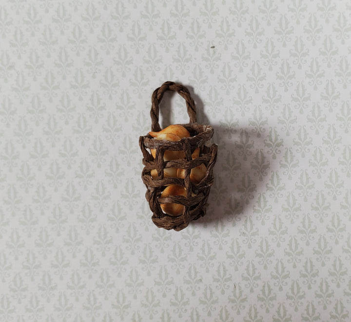 Dollhouse Shaker Twine Onion Basket 1:12 Scale Miniature Kitchen