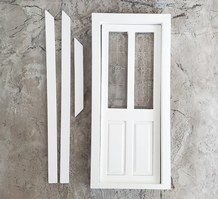 Dollhouse Door Exterior Front Door with Windows Finished White 1:12 Scale Miniature