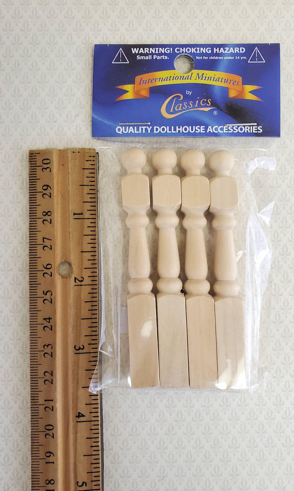 Dollhouse Miniature Newel Posts Large 1:12 Scale for Stairs 3 1/2" Tall x4