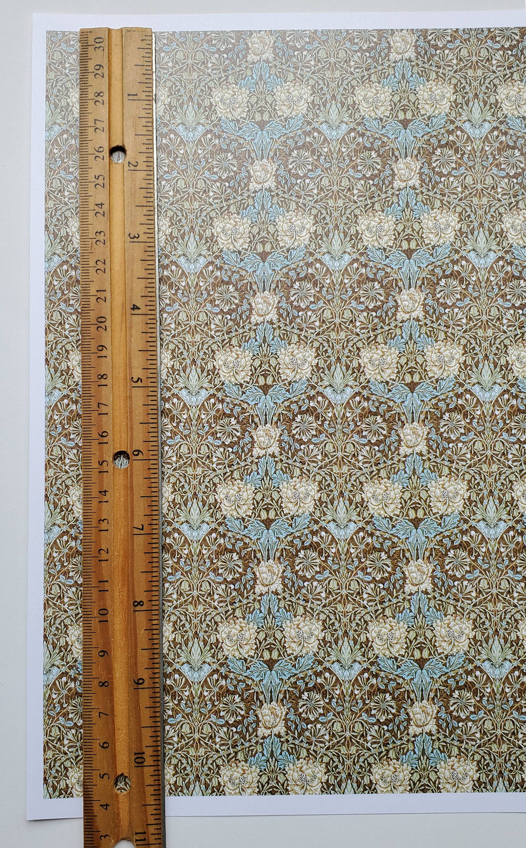 Dollhouse Wallpaper William Morris Art Nouveau Brown Teal Floral 1:12 Scale Itsy Bitsy