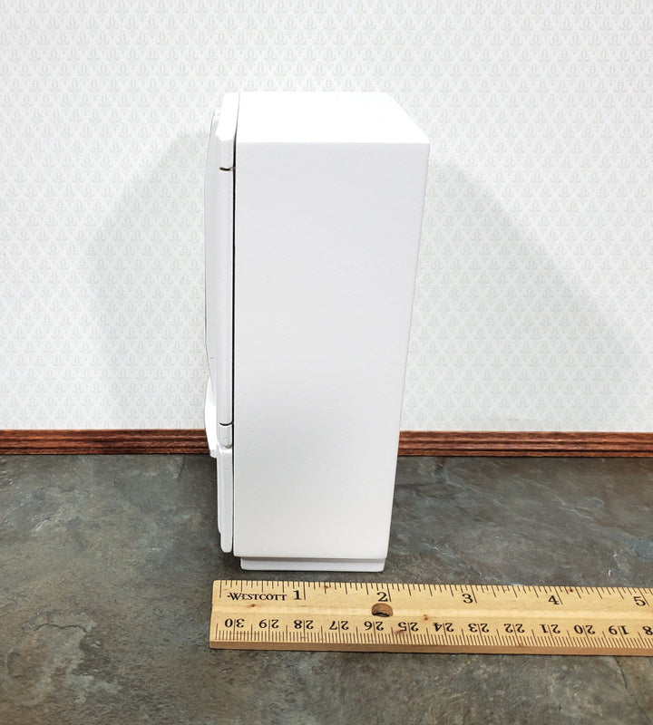 Dollhouse Fridge Modern Refrigerator White Silver 2 Door 1:12 Scale Miniature