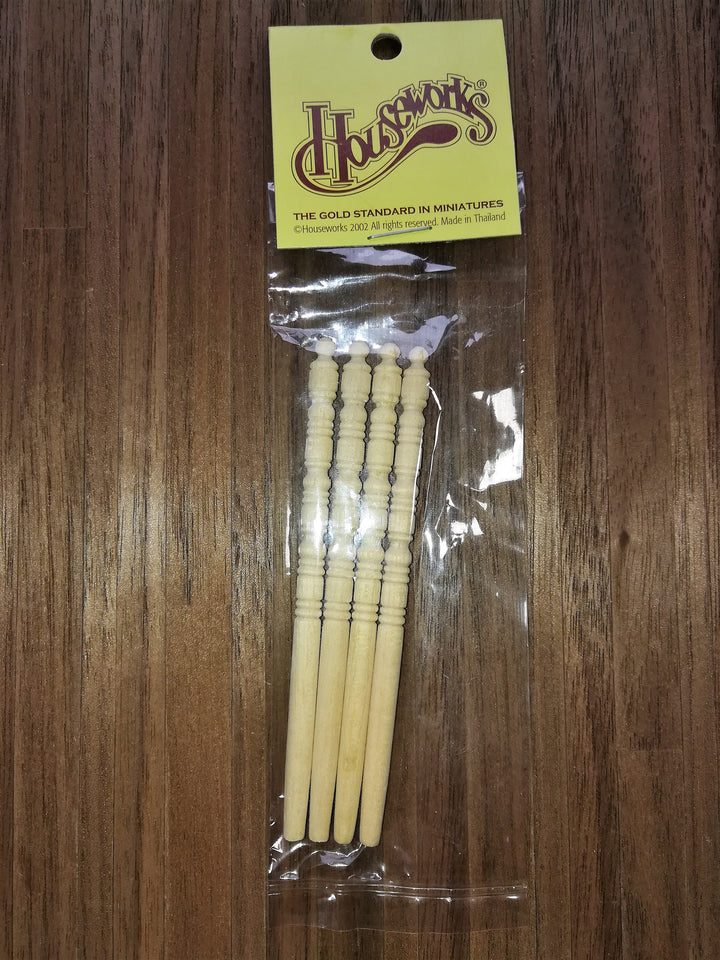 Dollhouse Miniature Spindles Wood for Building 4 Pieces 1:12 Scale 3 3/4" Long