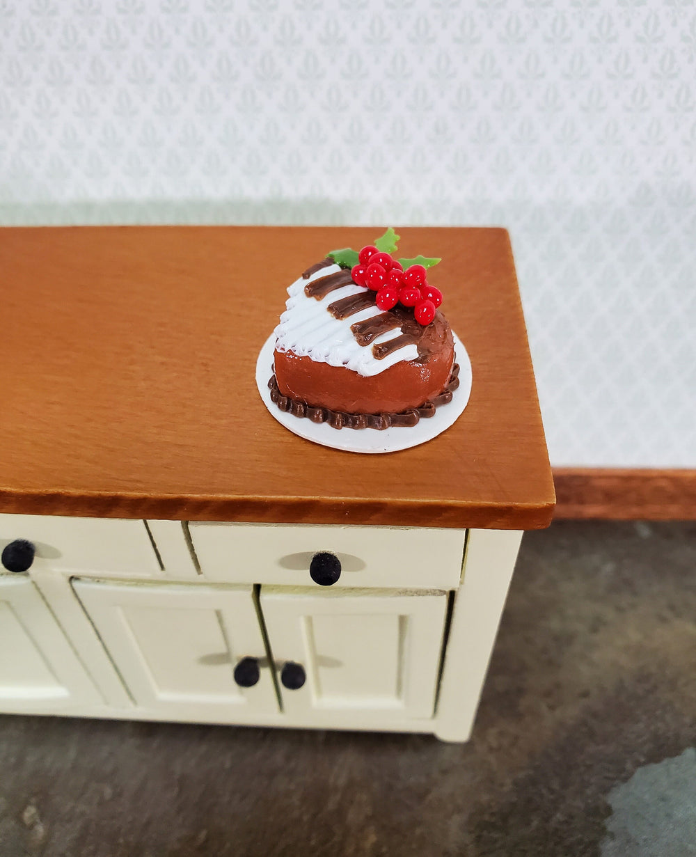 Dollhouse Piano Cake Chocolate Heart Shaped 1:12 Scale Miniature Dessert Food