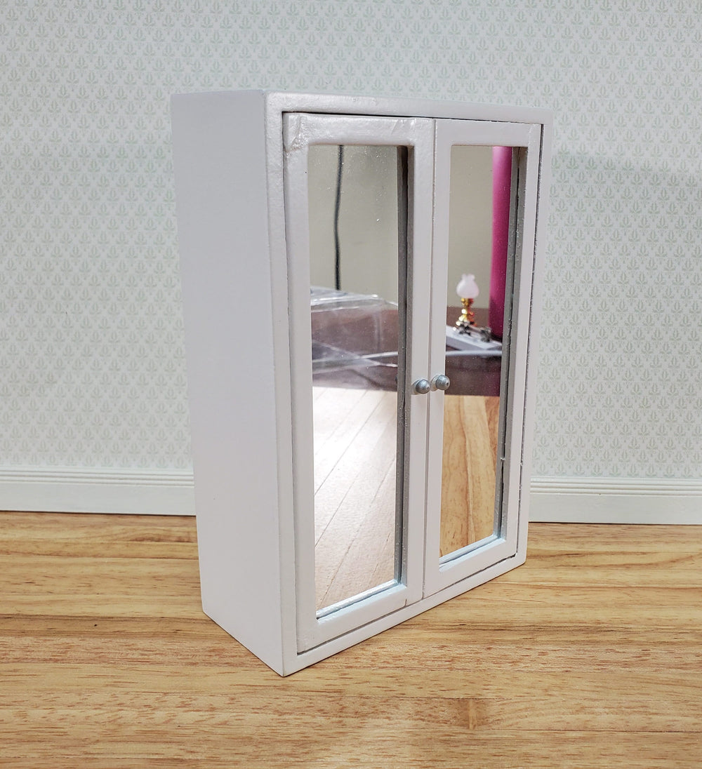 Dollhouse Wardrobe Closet Mirrored White Modern Style for Bedroom 1:12 Furniture