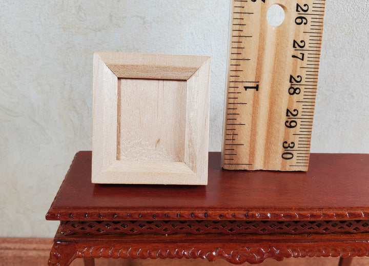 Miniature Picture Frame Wood with Backing and Stand Vertical Portrait 1 7/16"