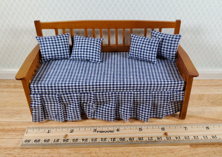 Dollhouse Day Bed with Pillows Walnut Finish 1:12 Scale Miniature Furniture