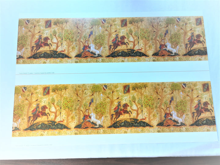Dollhouse Miniature Wallpaper Tudor Style Frieze 1:12 Scale Unicorn Horse Trees