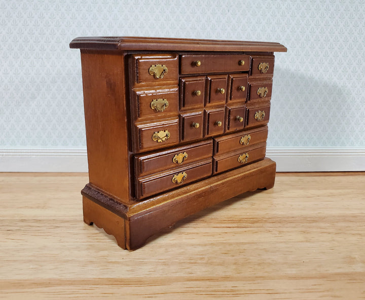 Dollhouse Dresser Chest 6 Opening Drawers 1:12 Scale Miniature Walnut Finish