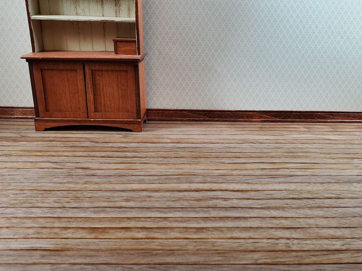 Dollhouse Wood Floor Weathered Dark Wide Planks 1:12 Scale 17" x 11" Flooring