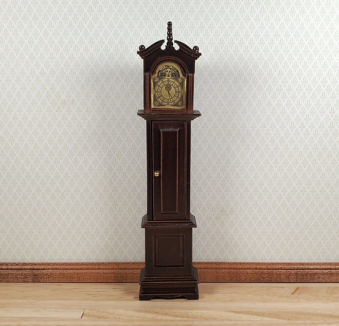 Dollhouse Wood Grandfather Clock Opens Walnut Finish1:12 Scale Miniature