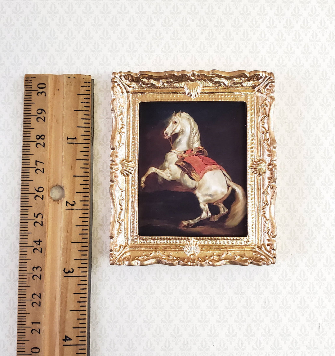 Dollhouse Miniature Painting Horse Napoleon's Stallion 1:12 Scale Gold Frame