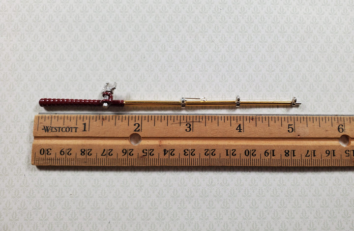 Dollhouse Fishing Rod & Reel Pole 5 1/8" Long 1:12 Scale Miniature Metal