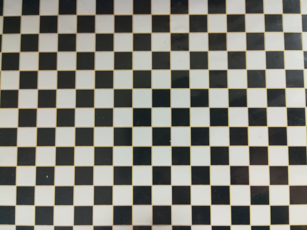 Dollhouse Miniature Tile Flooring Black & White Checked Squares 1:12 Scale Floor
