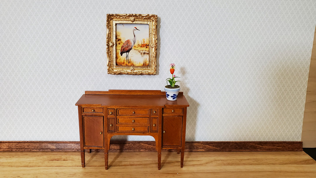 Dollhouse Potted Orchid Pink & White Flowering Plant in Ceramic Pot 1:12 Scale