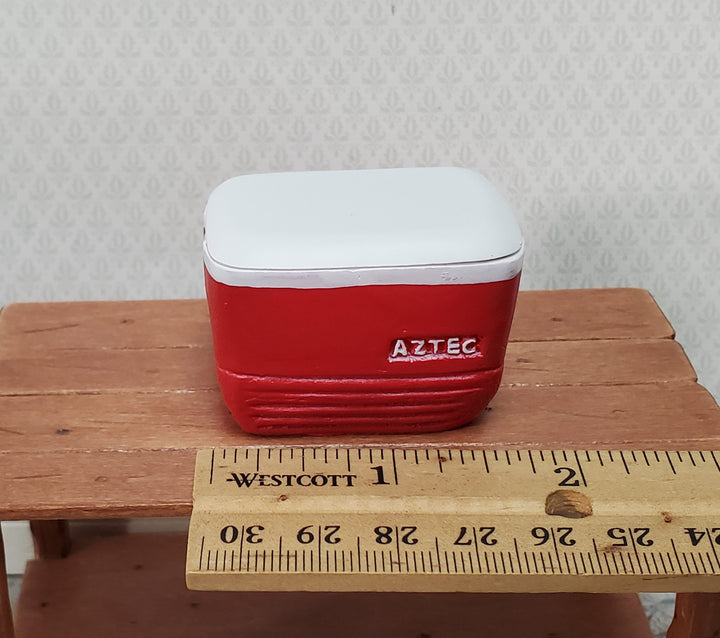 Dollhouse Red Cooler with Removable Lid Ice Chest Modern 1:12 Scale Dollhouse