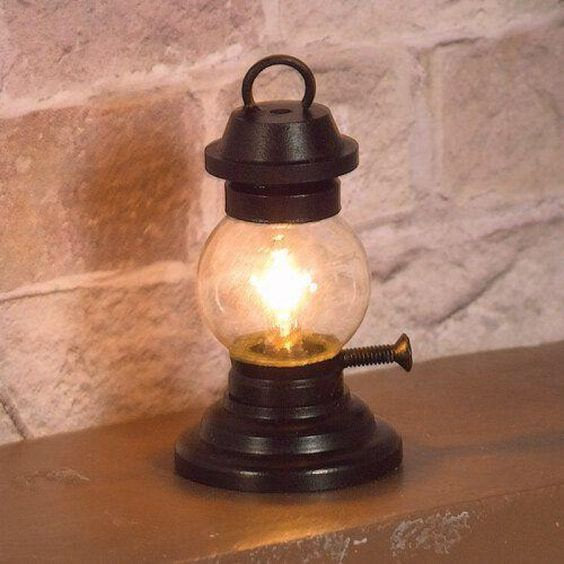 Dollhouse Miniature Tilley Lamp Lantern 12 Volt with Plug 1:12 Scale Electric