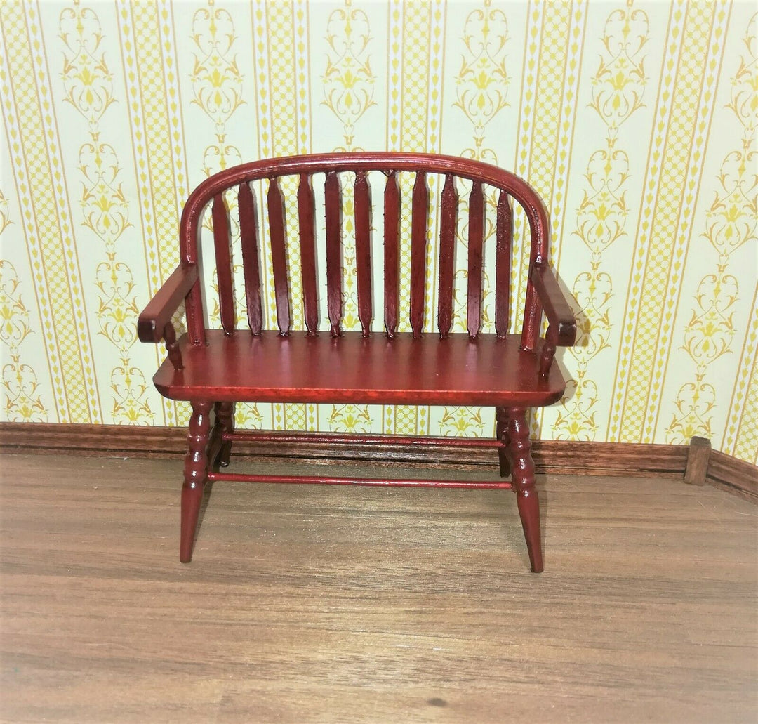Dollhouse Miniature Bench Colonial Windsor Style Mahogany Finish 1:12 Scale