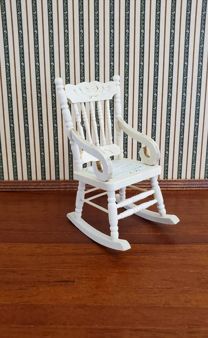 Dollhouse Miniature Rocking Chair 1:12 Scale Furniture Barewood Ornament