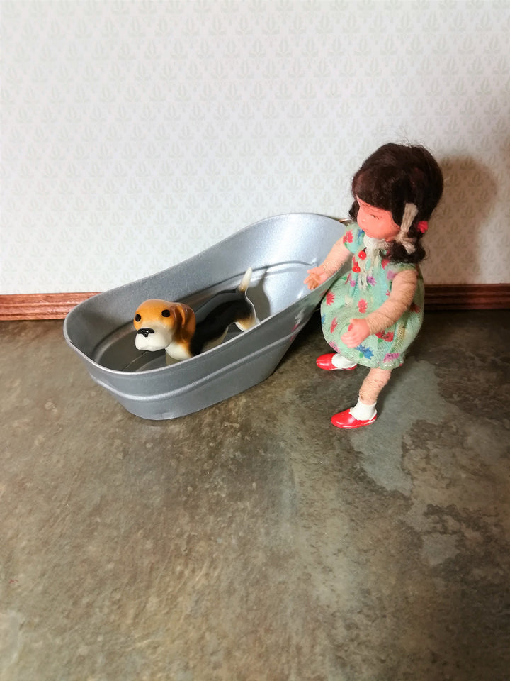 Dollhouse Tub "Galvanized" Small Metal 1:12 Scale Miniature Bathroom Hip Bath